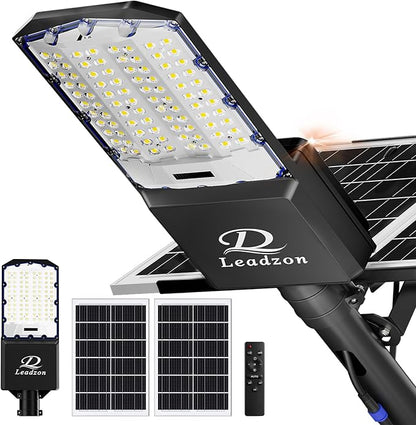 10800w Solar Street Lights Outdoor Waterproof Black, 650000LM Super Bright LED Beads Commercial Solar Flood Lights with Remote Control for Patio, Street, Court and Parkling Lot