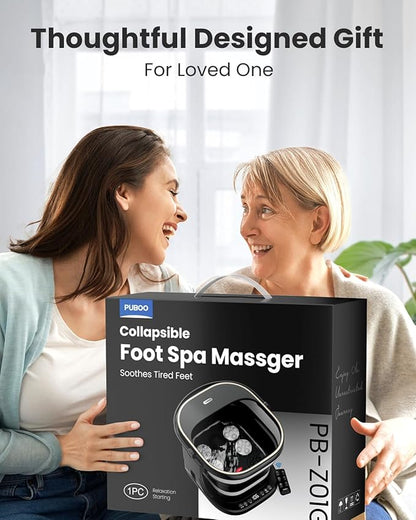 Puboo Collapsible Foot Spa Bath Massager with Heat, 95-115°F Precise Temp Control, Motorized Massage Rollers, Heated Foot Bath Soak Tub, Fits US Men’s Size 11, Gift for Christmas, New Year
