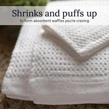 GILDEN TREE Waffle Towel Set Quick Dry Thin | 2 Bath Towels | 2 Hand Towels | 2 Washcloths, Modern Style (White)