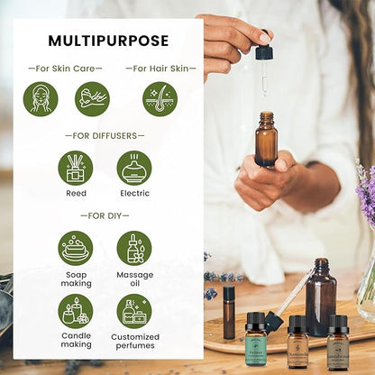 Yethious Chamomile Sandalwood Vetiver Essential Oil Set Organic 100% Pure Aromatherapy Oils for Diffuser