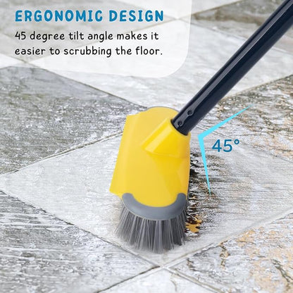 Deck Brush with Long Handle, Floor Scrub Broom for Shower, 50'' Outdoor Scrubber for Carpet, Boat, Patio, Garage, Concrete Cleaning