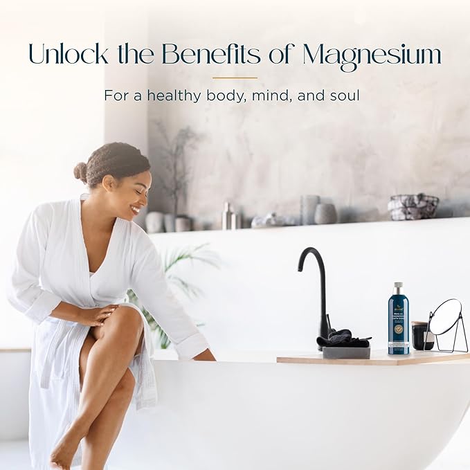 Abundant Natural Health Ocean Magnesium Bath Soak Infused with Lavender Oil to Hydrate, Soothe and Moisturize Skin, Relax and Replenish Muscles, Highly Concentrated Pure Magnesium Salts, 500mL