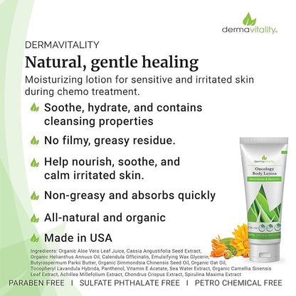 UltimateVitality Oncology Cream for Chemo Patients - Natural Organic Chemo Lotion, Paraben and Pthalate Free Moisturizing Lotion for Sensitive and Irritated Skin - 6 Ounces