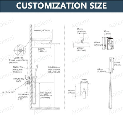 Aolemi Shower Faucet Set Rain Shower System with Handheld Spray Bathroom Shower Combo Rough-in Valve and Shower Trim Kit Included Polish Chrome 8 Inch Wall Mount Shower Head