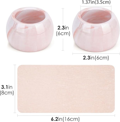 2 Pack Ceramic Toothbrush Holder with Diatomite Toothbrush Tray for Bathroom Shower Countertop Storage Organizer, Small Toothpaste Razor Electric Tooth Brush Head Stand (Pink)