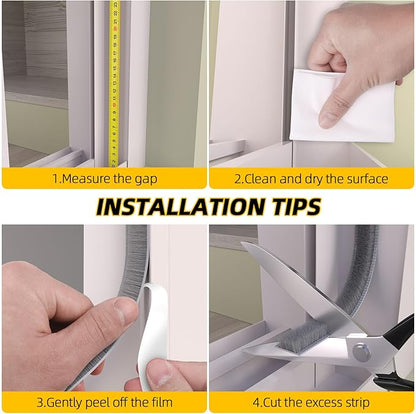 40FT Brush Weather Stripping Door Window Seal - Weather Strip Insulation for Door Frame & Window, Soundproofing Weather Stripping