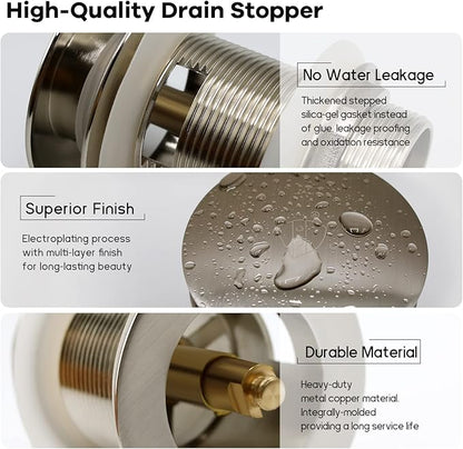 FerdY Pop-up Drain for Freestanding Bathtub, Brushed Nickel Finish, cUPC Certification, Freestanding Bathtub Drain Stopper