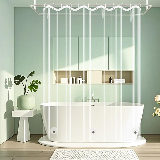 Waterproof Clear Shower Curtain Liner with 3 Large Magnets, 72 x 78 inch Extra Long Bpa-Free PEVA 8G Shower Liner Weighted, Tall Bathroom Transparent Plastic Shower Curtain Durable