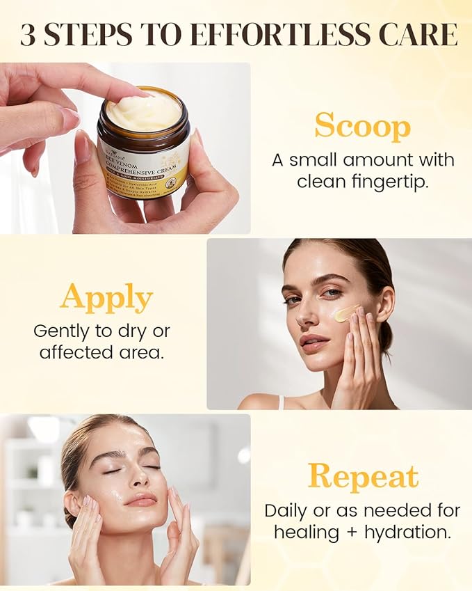 Bee Venom Comprehensive Cream, Bee Venom Skin Treatment Cream, All-in-One Nourishing Treatment with Hyaluronic Acid, Lifting Firming Repair Moisturizer, Natural Gentle Formula for All Skin, 60g * 2PCS