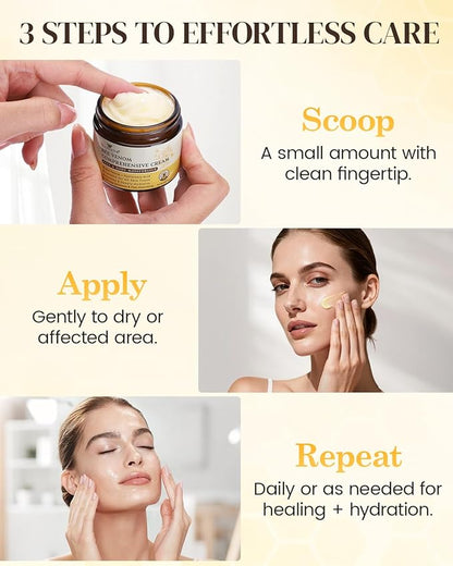 Bee Venom Comprehensive Cream, Bee Venom Skin Treatment Cream, All-in-One Nourishing Treatment with Hyaluronic Acid, Lifting Firming Repair Moisturizer, Natural Gentle Formula for All Skin Types, 60g