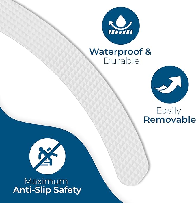 Anti-Slip Shower Stickers - Help Reduce Slipping in Bathtub & Shower, Clear Non-Slip Bath Strips, Strong Adhesive Bathtub Appliques Suitable for Homes with Kids, Adults & Seniors - 24 Pcs - Homergy