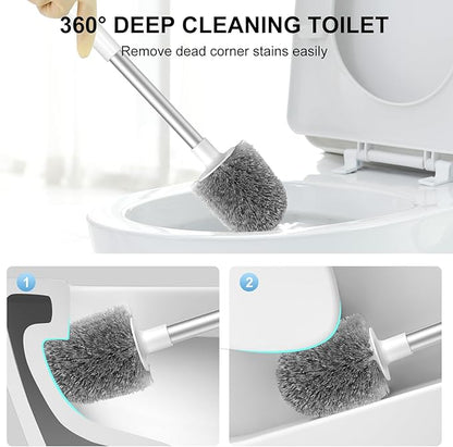 SetSail Toilet Brush and holder 3 Pack Toilet Bowl Brush and Holder Toilet Cleaner Brush with Nylon Bristles Ventilated Toilet Brushes for Bathroom with Holder for Toilet Scrubber Cleaning, Pure White