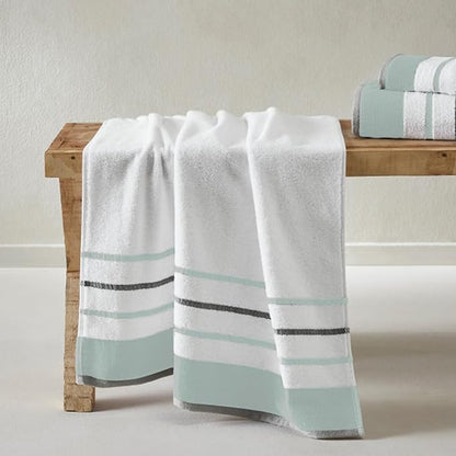 Great Bay Home Decorative Hand Towel Set - Luxury Cotton 4 Pack 26x16 Hand Towel Set - Luxurious, Ultra-Soft, Durable Towels for Bathroom Decor (Eucalyptus/Grey)