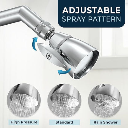 HammerHead Showers® Solid Metal 2 Inch High Pressure Shower Heads - CHROME – 2.5 GPM Shower Heads High Pressure - High Flow Shower Head with ADJUSTABLE SPRAY PATTERN - Fixed Shower Head