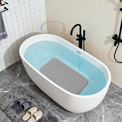 Anti-Slip Bathtub Shower mat, 27.5×14.5（Approximately 70×37cm） inch Soft Oversized Machine Washable Non-Slip Bathtub mat with Drainage Holes, Bathroom Floor Suction Cup.（1-Opaque Gray）
