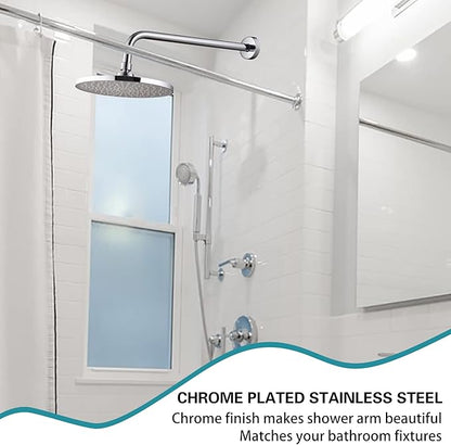 12 Inch Shower Arm with Flange,Stainless Steel 90 Degree Rain Shower Head Extension Arm,Wall-Mounted Shower Head Arm for Fixed Shower Head,Brushed Nickel