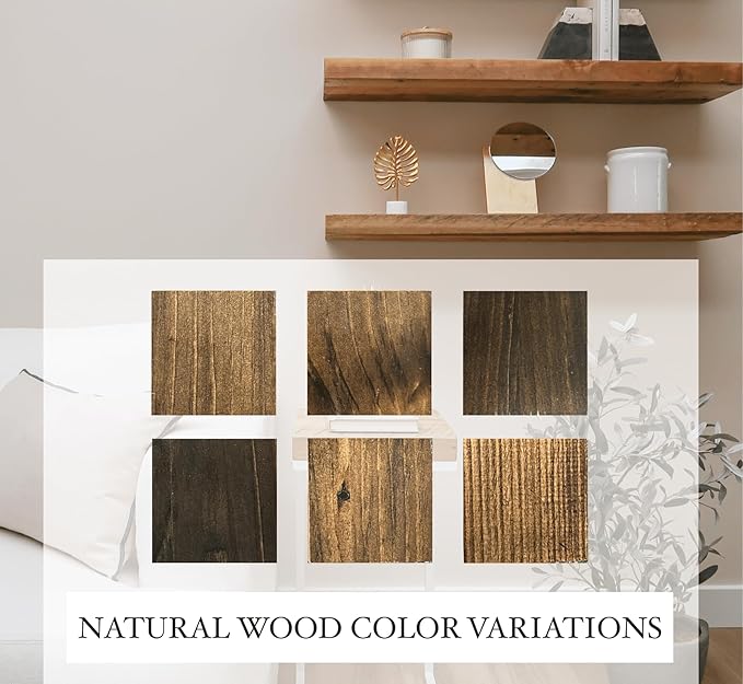 Urbandi Modern Floating Shelves 3 Inches Thick for Wall, Wide Shelves for Kitchen, Living Room, Bedroom, and Bathroom, Natural Pine Wood, Rustic Wooden Shelf, (Set of 2) (Jacobean, 60Lx3Hx6D)