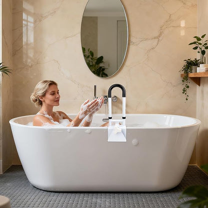 Adjustable Bathtub Safety Rail, Bathtub Safety Rail, Supports 300 lbs, Coolrunner Bathroom Safety Bars with Non-Slip Grip, Assistance Bathtub Handle Clamp for Elderly Bath Support