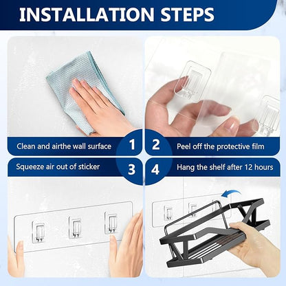 14 Pack Shower Caddy Replacement, Strong Hooks, No Drilling Shower Shelf, Hooks for Caddy, Soap Holder and Kitchen Racks
