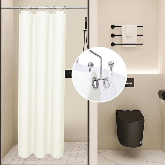 LaCyan 3 in 1 Waterproof Waffle Weave Shower Curtain and Clear Liner Set with 6 Stainless Steel Hooks Double Sided for Bathroom 72 Inches Heavy Duty Polyester Fabric Shower Curtains 36x72