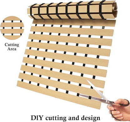 Non Slip Large Shower Mat(35.4"*23.6"),Non Suction Cups Shower Mats for Inside/Outside Shower, Heavy Duty Rubber Walk in Shower Mat for Elderly (Apricot)