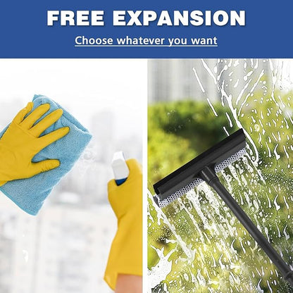 15.9" Plastic Handle Window Squeegee for Home, 2-in-1 Auto Window Cleaner with Sponge Car Windshield Squeegee for Gas Station, Shower, Glass & Outdoor