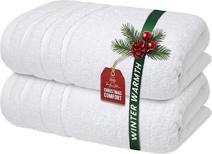 Infinitee Xclusives 100% Cotton Luxury Bath Towels Set of 2 (27x54 Inches) (Brilliant White, Bath Towels - Pack 2)