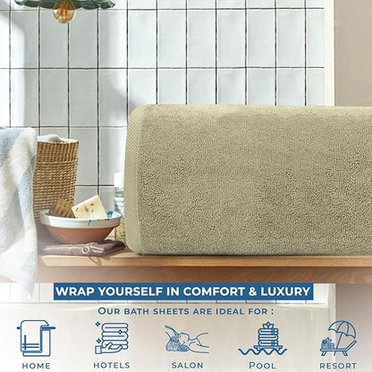 DAN RIVER Pack of 1 Bath Sheet 40x80 Inches, Extra Large Bath Towels, Luxury Quick Dry Cotton Towels - Beige