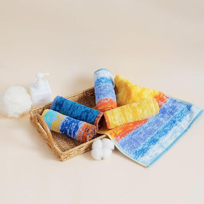 SEMAXE 100% Cotton Washcloths for Bathroom - 24 Pack, Quick-Dry Face Towels with Hanging Loop, Highly Absorbent and Soft, 13x13 Inch, Yellow | Blue
