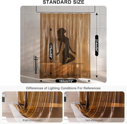 AmazerBath Extra Long Shower Curtain Liner, 100% EVA Clear Amber Heavy Duty 84 inch Shower Curtain and Liner 2-in-1, 72x84 Plastic Weighted Bathroom Shower Liner, 12 Grommets & 3 Heavyweight Stones