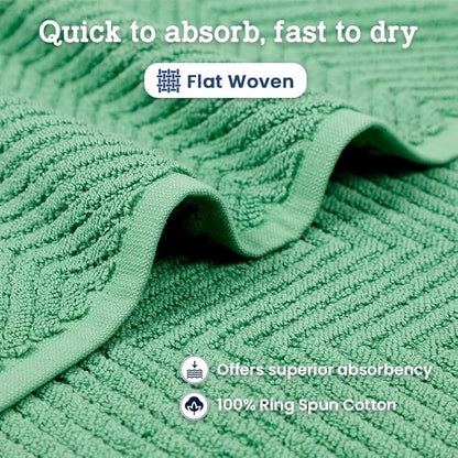 Casa Lino 100% Cotton Bath Mat Set of 2 (NOT A Rug) - 34" x 22" Bathroom Floor Towels - Machine Washable, Soft, Highly Absorbent & Quick Dry Bath Floor Towel (Green)