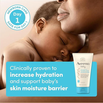 Bundle of Aveeno Baby Healthy Start Newborn Wash, Hypoallergenic Baby Body Wash with Prebiotic Oat, Fragrance-Free, 8 fl. oz + Newborn Balm, Baby Skin Balm with Prebiotic Oat , Fragrance-Free, 5 oz