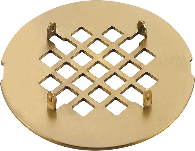 4-1/4 inches Snap-On Round Shower Drain Cover, Stainless Steel (Brushed Gold)