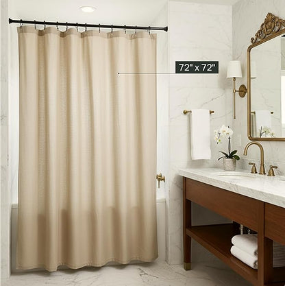 Preston Lane Stonebridge Linen Cotton Shower Curtain, 72" x 72" – 67% Linen 33% Cotton Blend, Fabric Bathroom Curtain with Reinforced Holes with Stitching, Made in Portugal, Clay