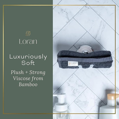 Charcoal Grey Extra Large Washcloths Set of 6 Soft Body Cloths 13” x 13” 70% Viscose Derived from Bamboo, 30% Cotton Spa-Like Feel Silky for Skin Cleansing