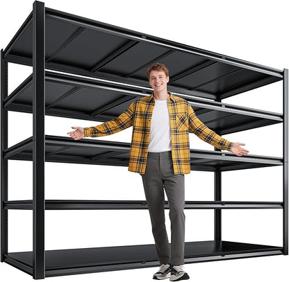 72.2" H Garage Shelving 3000LBS Metal Shelving Unit Adjustable Garage Storage Shelves 5 Tier Heavy Duty Storage Rack for Pantry, Warehouse, Industries, 59.8" W x 72.2" H x 24.2" D