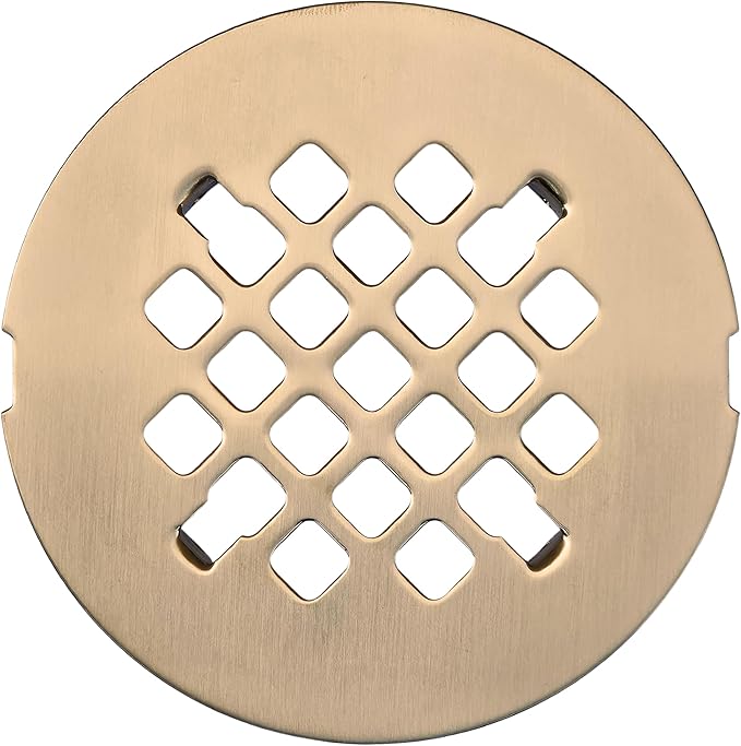 4 ¼” Champagne Bronze Snap-in Shower Drain Cover - New Brass Replacement - 4.25" OD Shower Drain Strainer - Easy Install - Premium Round Shower Drain Cover - Solid Brass Construction