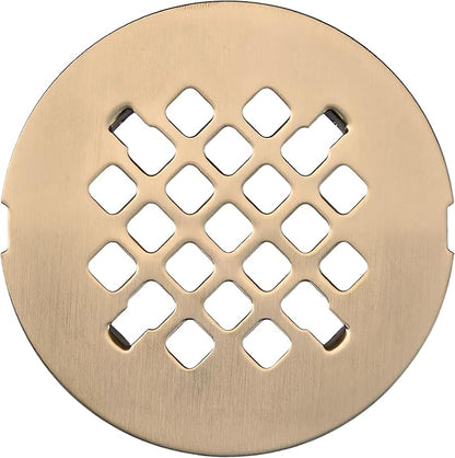 4 ¼” Champagne Bronze Snap-in Shower Drain Cover - New Brass Replacement - 4.25" OD Shower Drain Strainer - Easy Install - Premium Round Shower Drain Cover - Solid Brass Construction