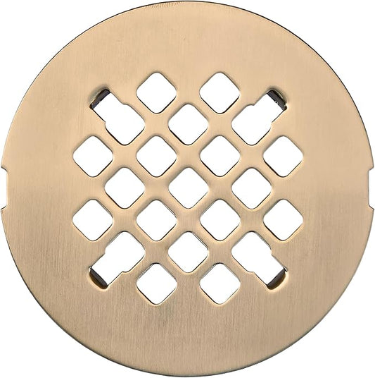4 ¼” Champagne Bronze Snap-in Shower Drain Cover - New Brass Replacement - 4.25" OD Shower Drain Strainer - Easy Install - Premium Round Shower Drain Cover - Solid Brass Construction