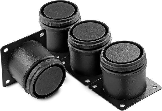 2 Inch Metal Furniture Legs Stainless Steel Adjustable Legs Black Metal Legs Round Cabinet Legs for Coffee Table Cabinet Desk Sofa Shelves, Pack of 4
