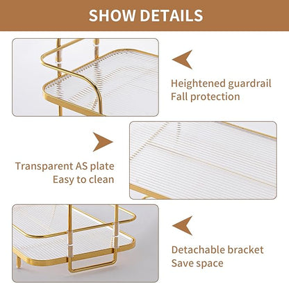 Seoneiro 2 Tier Corner Bathroom Counter Organizer, Cosmetic Skincare Organizer, Bathroom Countertop Perfume Tray Vanity Organizer, Kitchen Spice Corner Storage Shelf