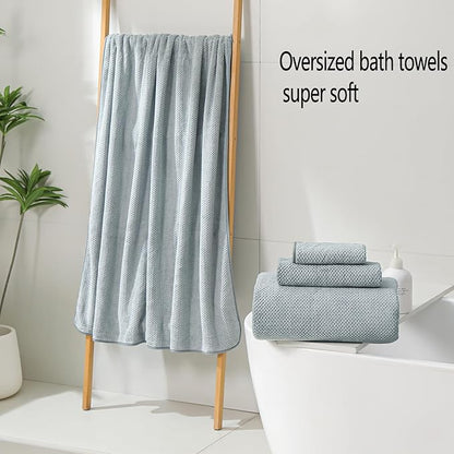 YTYC 29x59 Inch Extra Large Bath Towels Set of 6 Quick Dry Super Soft Microfiber Towels for Bathroom 80% Polyester (Grey,6 Piece)