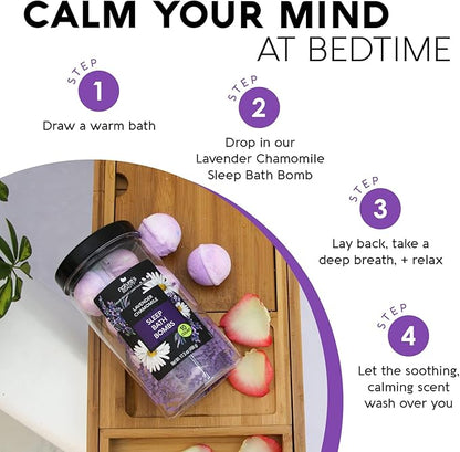 Nature's Beauty Lavender Chamomile Sleep Bath Bomb Gift Set Multi-Pack- Luxury Fizzy Relax Spa Bomb w/Vanilla + Citrus Scent Made with Coconut Oil + Witch Hazel, 17.5 oz | 10 ct ea (2 Pack)