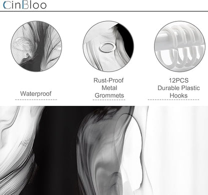 Cinbloo Small Stall Narrow RV Shower Curtain 36Wx72H Black and White Marble Abstract Modern Ombre Grey Grey Bathroom Curtain Set Minimalist Chic Simple Cool Neutral Bath Bathroom Accessories Decor