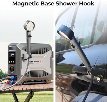 FOGATTI InstaShower GO, Portable Propane Tankless Water Heater 19,000 BTU, with 5000mAh Rechargeable Built-in Battery, DC 12V, Outdoor Camping Shower