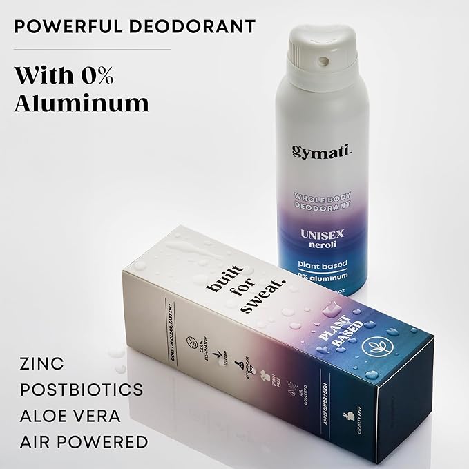 Gymati Fitness Body Deodorant Spray Aluminum Free - Men & Women & Unisex - Pack of 3