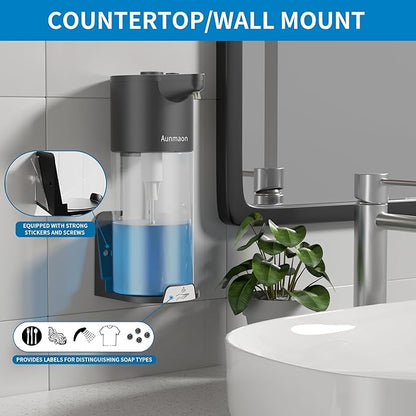 Automatic Soap Dispenser Touchless,Simple Physical Adjustment,Low Battery Consumption Hand Dish Soap Dispenser Kitchen Bathroom,Hands Free Auto