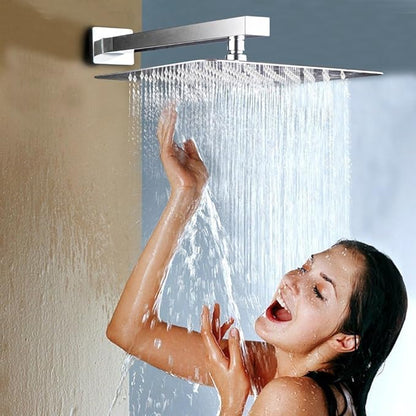 Voolan 20" Square Shower Arm with Flange and Teflon Tape, Extension Shower Head Arm for Bathroom Fixed Shower Head, Solid Stainless Steel, Wall Mounted (Brushed Nickel)