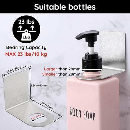 Segbeauty 3Pcs Adhesive Bottle Holder, Stainless Shampoo Bottle Holder, Dia 1.1in 2.8cm Drill-Free Shower Gel Dispenser Rack,Rustproof Shampoo and Conditioner Dispenser Wall Mount for Bathroom Sliver