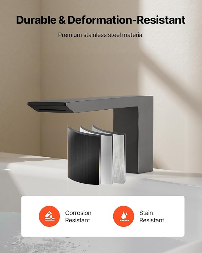 VEVOR Roman Tub Faucet, 3 Hole Waterfall Bathtub Faucet, Roman Bathtub Faucets Set with Shower Head & 1 Handle, Romans Bathtub Faucets for Pet Washing, Adult Bathing, Matte Black, Stainless Steel